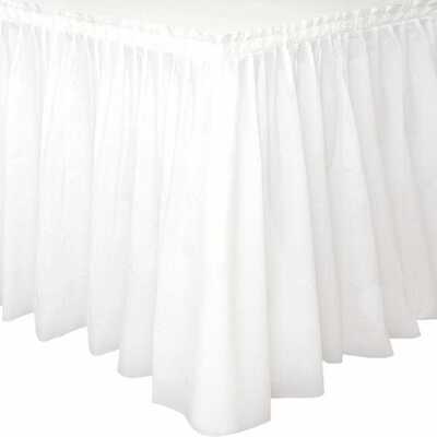 White Plastic Table Skirt 73cm x 426cm (Pk 6)