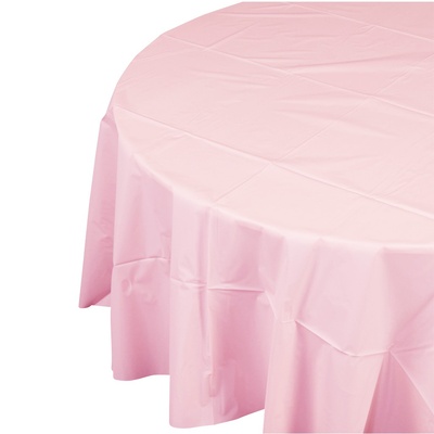 Pink Round Plastic Tablecover 213cm (Pk 12) 