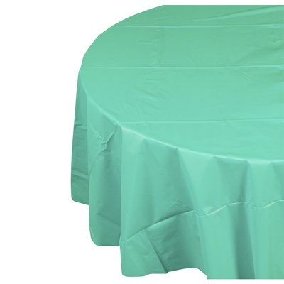 Turquoise Round Plastic Tablecover 213cm (Pk 12) 