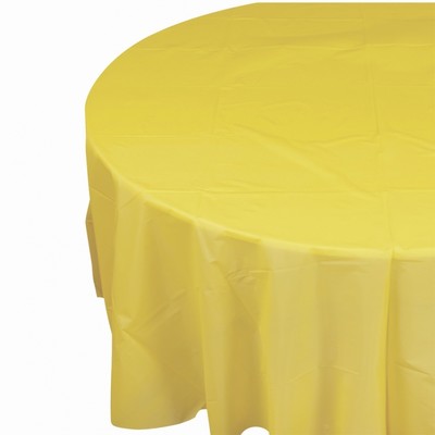 Canary Yellow Round Plastic Tablecover 213cm (Pk 1) 