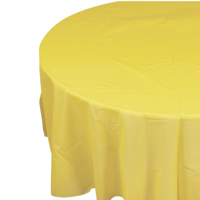 Canary Yellow Round Plastic Tablecover 213cm (Pk 12) 