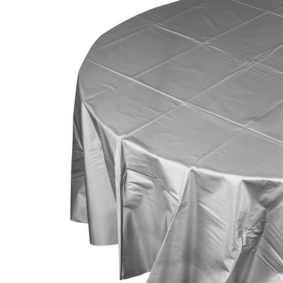 Silver Round Party Tablecover - 213cm Pk1 