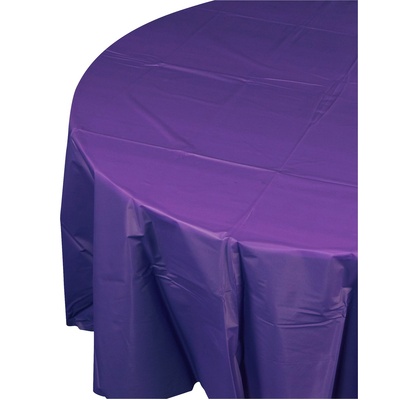 Purple Round Plastic Tablecover 213cm (Pk 1)