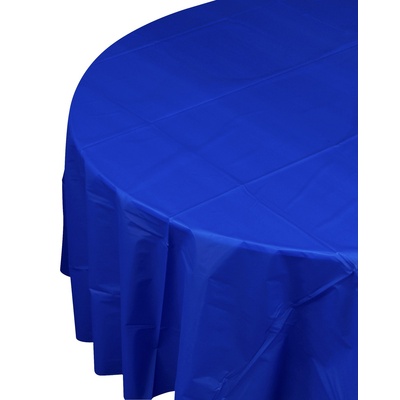 Blue Round Plastic Tablecover 213cm (Pk 1)