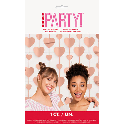 Rose Gold Foil Hearts Photo Booth Backdrop Decoration