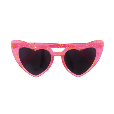 Pink & Gold Glitter Heart Shape Novelty Glasses