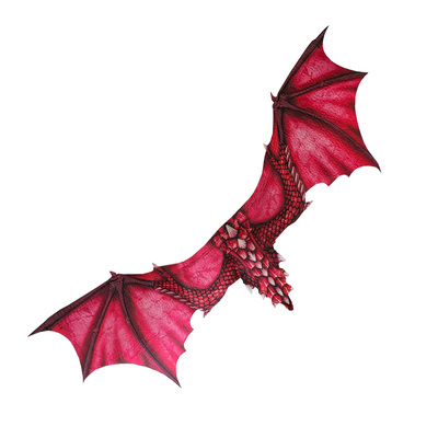 Red Printed Halloween Dragon Wings with Tail