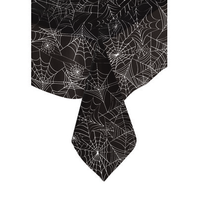 Black Tablecover with Spider Web Print Pk 1