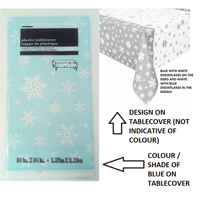 Blue & White Snowflakes Tablecover (1.37m x 2.13m) Pk 1