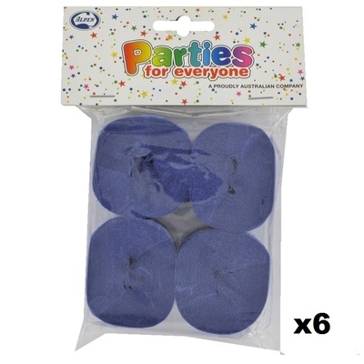 French Royal  Blue Crepe Paper Streamers (Bulk Pack 24 x 13m)