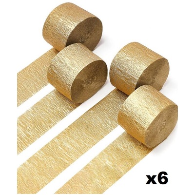 Shimmering Gold Crepe Paper Streamers (Bulk Pack 24 x 13m)
