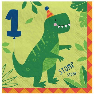 Dino Mite Dinosaur 1st Birthday 2Ply Lunch Napkins (Pk 16)