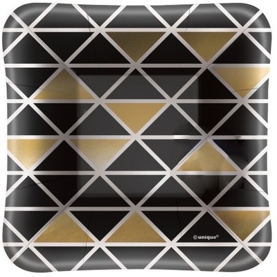 Chic New Year's Black & Gold 5in. Square Paper Plates Pk 8