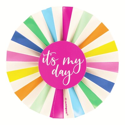 Its My Day Rainbow Rosette Birthday Badge
