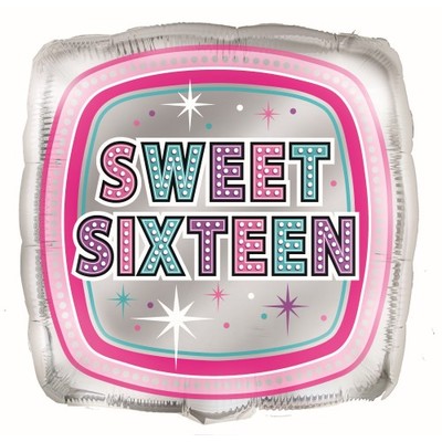 Sweet Sixteen Square 18in. Foil Balloon Pk 1