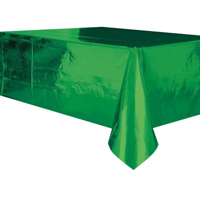 Metallic Green Plastic Tablecover (1.37m x 2.74m) Pk 1