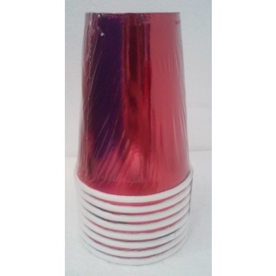 Metallic Red Foil 12oz. Paper Cups Pk 8
