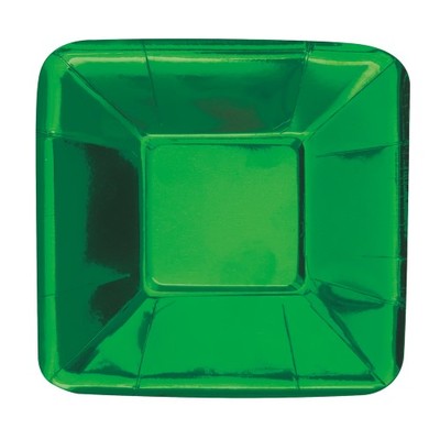 Green Foil 5in. Square Paper Plates Pk 8