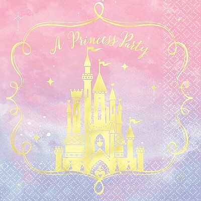 Disney Princess Once Upon A Time Lunch Napkins Gold Stamped 2 Ply Pk 16