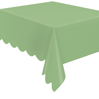 Sage Green Scalloped Edge Paper Tablecover 1.37 x 2.74m