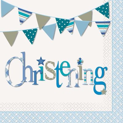 Blue Christening Boy 2 Ply Lunch Napkins Pk 16