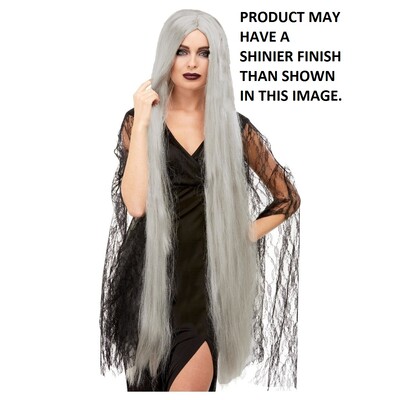 Halloween Extra Long Grey / Silver Witch Wig Pk 1
