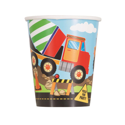 Construction Party Paper Cups (9oz, 270ml) Pk 8
