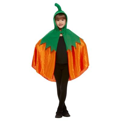 Child Halloween Pumpkin Hooded Cape (One Size)
