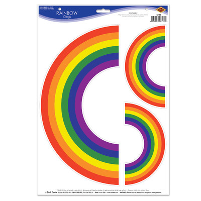 Assorted Size Rainbow Wall / Window Clings (1 Sheet of 3 Clings)