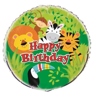 Happy Birthday Animal Jungle Party 18in. Foil Balloon Pk 1