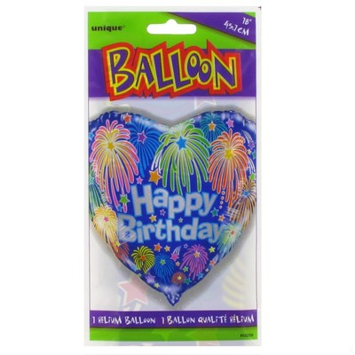Balloon Foil 18in Birthday Fireworks Pk1 