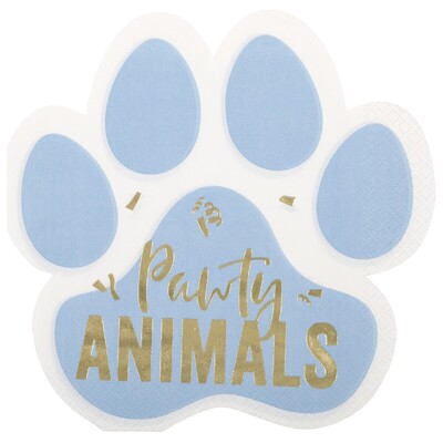 Pawty Animals Paw Shaped Lunch Napkins 2 Ply Pk 16