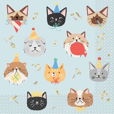 Pawty Animals Cats Lunch Napkins 2 Ply Pk 16
