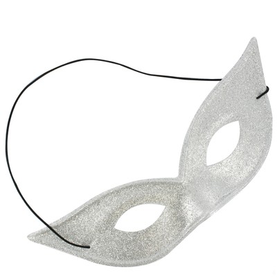 Silver Glitter Masquerade Mask - 'Cat' Pk 1 