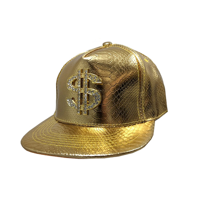 Metallic Gold Rapper Hat Cap with Dollar Sign