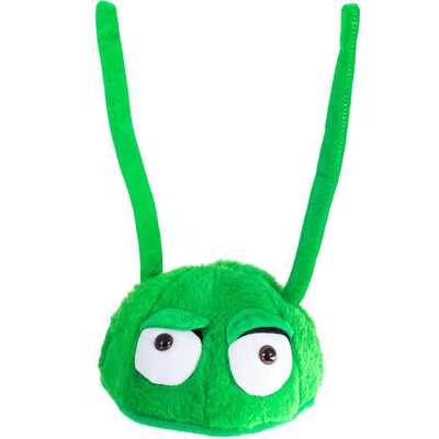 Green Soft Plush Alien Hat with Wire Antennae