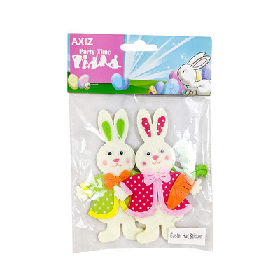 Bunnies With Jacket & Carrot Easter Hat Felt Stickers (Pk 2)