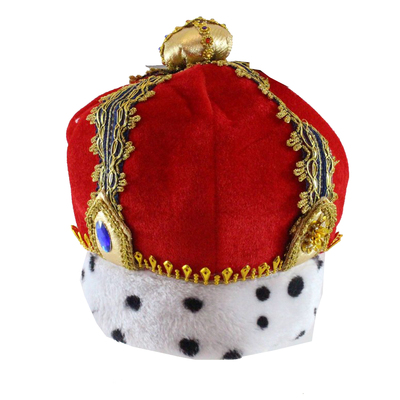 Kings Crown Hat Red Deluxe with Gold Braid & Gems Pk 1 