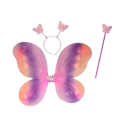 Multi Colour Fairy Wing Set (Wings, Wand & Head Bopper) Pk 1