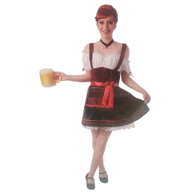 Adult Red & Black Beer Girl Oktoberfest Costume (Large)