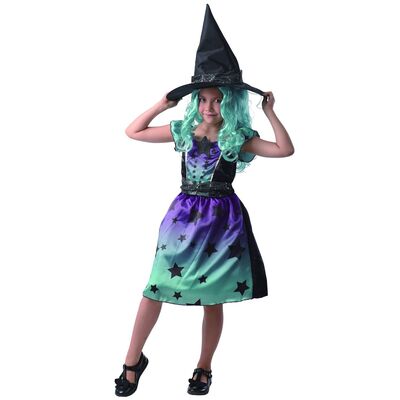 Child Star Witch Costume Dress & Hat (Large, 130-140cm) Pk 1