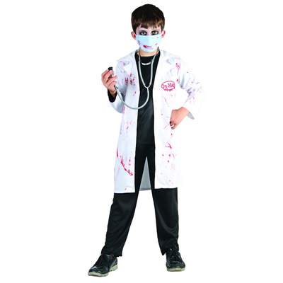 Child Bloody Doctor Coat Dr Mad Costume (Large, 130-140cm) Pk 1