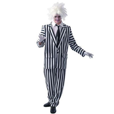 Adult Psycho Black White Stripe Suit Costume (Large) Pk 1