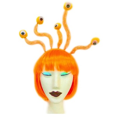 Orange Alien Headband with Five Eyes (Pk 1)