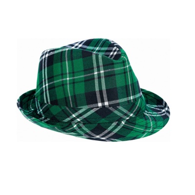 St Patricks Day Green Tartan Fedora Hat