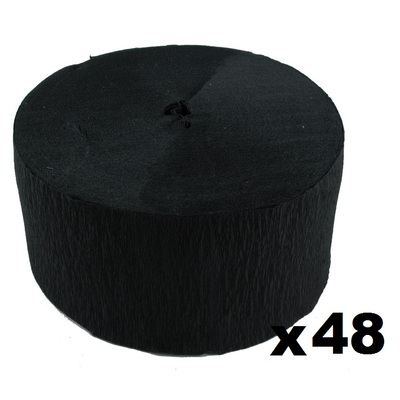 Jumbo Black Crepe Paper Streamer (Bulk Pack 48 x 30m)