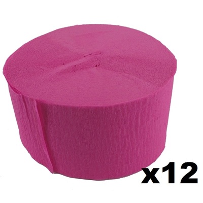 Jumbo Cerise Pink Crepe Paper Streamer (Bulk Pack 12 x 30m)