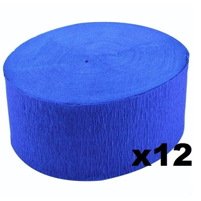 Jumbo French Royal Blue Crepe Paper Streamer (Bulk Pack 12 x 30m)