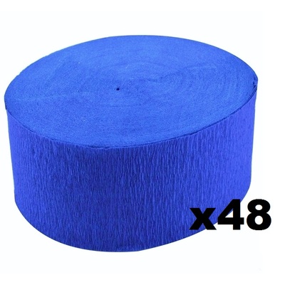 Jumbo French Royal Blue Crepe Paper Streamer (Bulk Pack 48 x 30m)