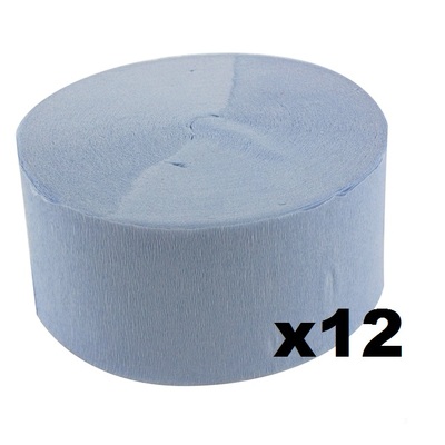 Jumbo Sky Blue Crepe Paper Streamer (Bulk Pack 12 x 30m)